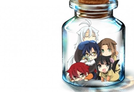 Chibi in a Jar - pretty, anime, trap, kawaii, female, mini, plain, chibi, nice, jar, anime girl, bottle, girl, simple, lovely, sweet, white, cute