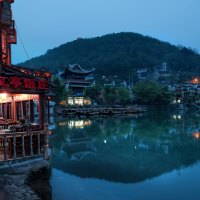 restaurant on the river in a chinese town