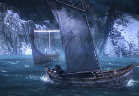 On the Fantasy Way - game, water, fantasy, boat, the witcher