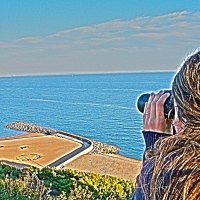 The girl with the binoculars