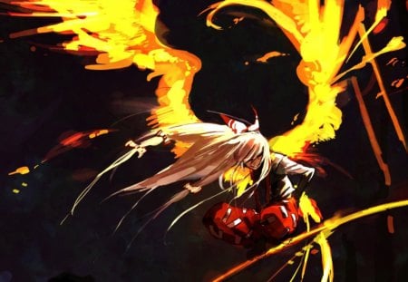 Blonde - girl, wings, fire, cant think of a fourth, blonde