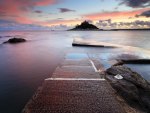 underwater pier to an island in the bay