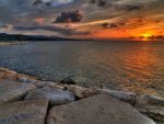 sunset on a rocky shore