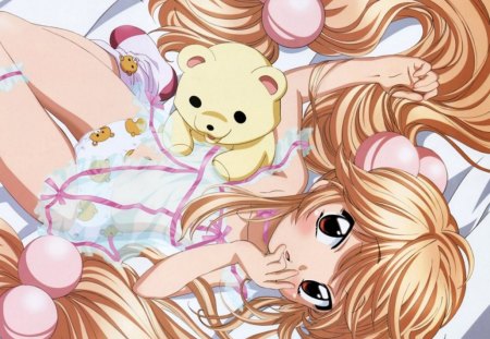 little kid layin down - anime, layin down, teddy bear, little kid