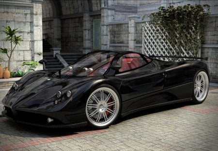 carbon fiber pagani - carbon fiber, car, convertible, driveway