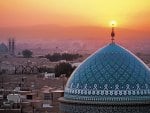 beautiful mosque dome at sunset