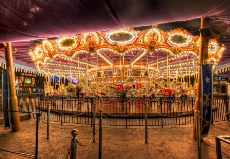 wonderful carousel hdr - chains, lights, carousel, hdr, horse