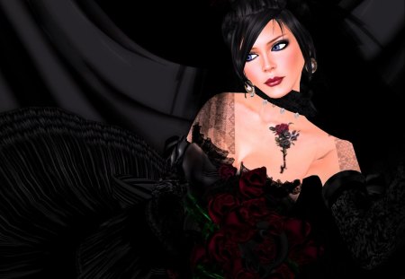 Bitter~sweet Symphony - bittersweet, woman, gress, symphony, goth, rose, black