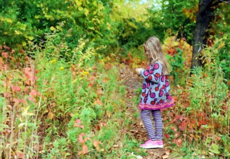 A Girl Having Fun - colorful, fun, girl, grass