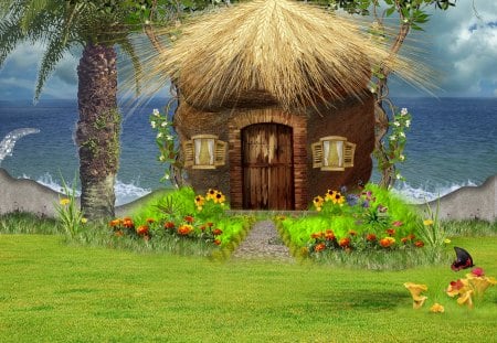 âœ°Tropical Humorâœ° - hut, cottage, animals, colorful, cool, tropical, resources, nature, premade, beautiful, backgrounds, photoshop, leaves, seasons, sea, mushrooms, trees, stock images, rocks, pretty, grasses, cute, butterflies, love, ocean, humour, summer, ivy, lovely, plants, bright, splendor, flowers, colors, splash