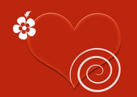 Two Colour Love - spiral, white, heart, red, texture, love, flower