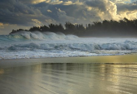 Patrick Smith Photography Surfs Rising - clouds, wind, sunset, beach, mist, sand, rocks