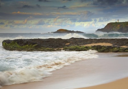 Patrick Smith Photography Surfs Really Rising - beach, sunset, wind, mist, rocks, mountian, pier, clouds, sand