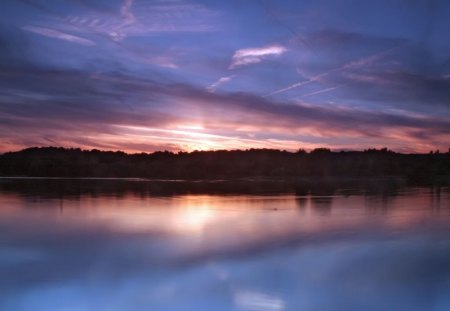 still lake at dusk  - lake, dusk