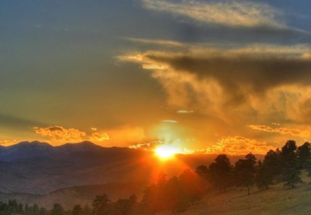 sunset over peaks  - peaks, sunset