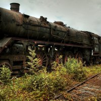 old steam engine at the end of the line