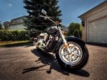 beautiful motorcycle in the driveway hdr