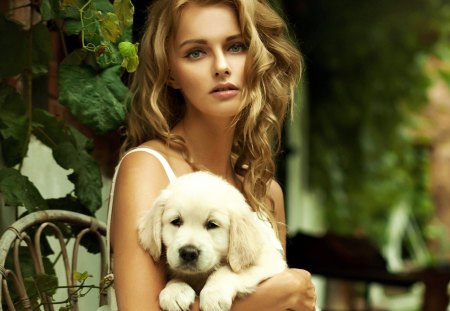 Girl with dog - new, image, wallpaper, color