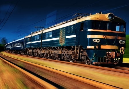 fantastic electric train in motion - train, electric, tracks, speed