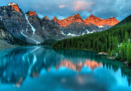 Blue lake - view, forest, reflection, peaceful, beautiful