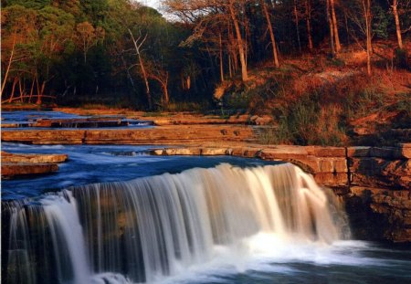 Waterfall in Autumn - water, colors, forest, river