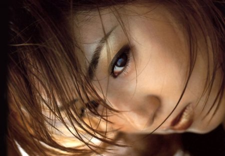 akiko-yada face - cute, asian, look, wind hair