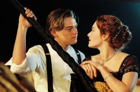 Titanic (1997) - woman, love, rose dewitt bukater, actress, couple, girl, movie, kate winslet, black, white, man, titanic, actor, leonardo dicaprio, jack dawson