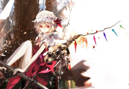 Flandre Scarlet - flandre scarlet, flandre, wings, cant think of a fourth, scarlet, crystals