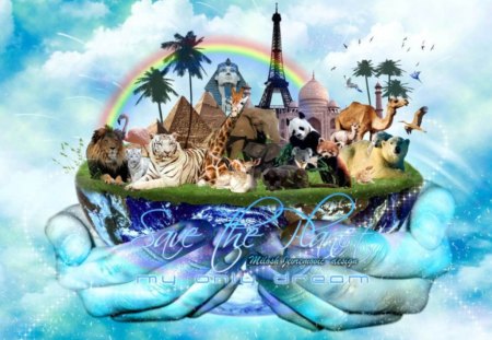 My Dream - animals, fantasy, dream, planet, blue