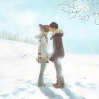 Cute couple in the snow