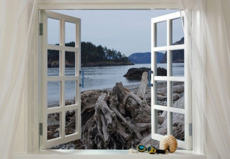 ~Out of The Window~ - sea, nature, beach, window