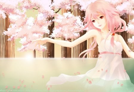 Yuzuriha Inori - gown, yuzuriha inori, cute, beautiful, hot, anime girl, girl, red eyes, elegant, gorgeous, pink hair, sundress, pretty, guilty crown, beauty, sweet, dress, long hair, petals, nice, lovely, sexy, female