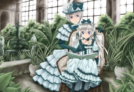 Wanting to be just like you - pretty, mummy, female, book, window, children, light, child, happy, garden, mother, nice, gown, kid, hot, beauty, green, cute, sexy, anime, elegant, fountain, kawaii, dress, plant, gorgeous, ribbon, indow, statue, hat, anime girl, water, beautiful, girl, parent, lovely, cap, sweet, smile