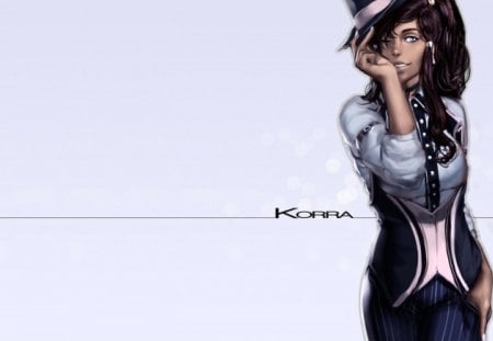 Korra - plain background, hat, female, avatar the legend of korra, blue eyes, anime, korra, avatar