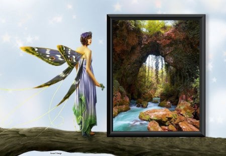 Picture Paradise - pretty, blue, beautiful, fantasy, white, purple, picture, green, fairy, paradise