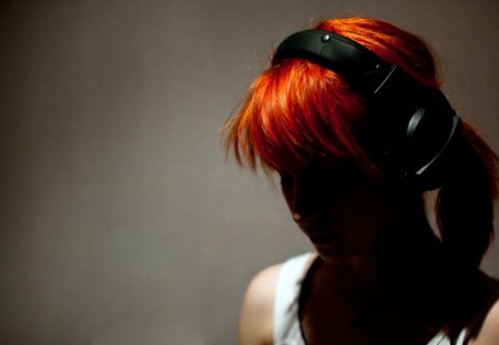 redhead and music - music, girl, hair, red