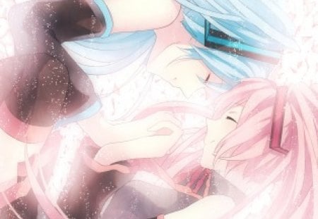 ~Sisters~ - vocaloid, anime, blue hair, sisters, hatsune miku, pink hair, Sakura Miku