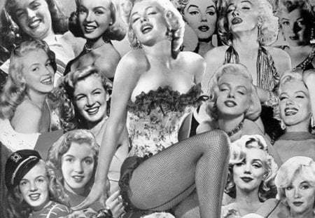 Marilyn plus - Marilyn Monroes, actree, black and white, Pictures