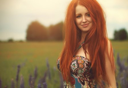 alive and well - beauty, model, flowers, sexy, photography, nature, redhead