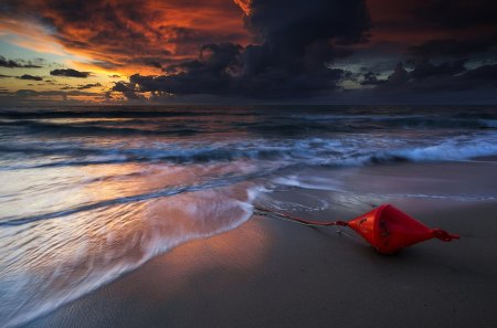 Sunset - beauty, ocean, beach, sky, ocean waves, peaceful, sunset, lovely, waves, nature, view, clouds, beautiful, splendor, sea, sand