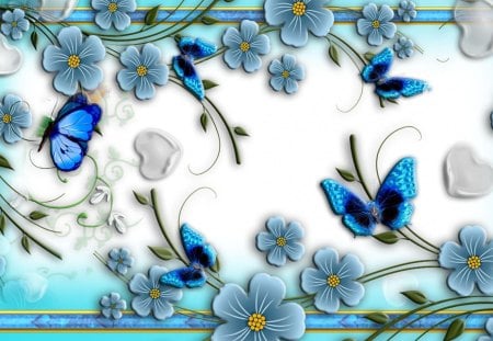 ✰Brilliant Blue✰ - pretty, flutter, summer, blue, butterflies, splendor, flying, pollen, spring, brilliant, leaves, flowers, winged, seasons, colorfuls, beautiful, colors, lovely, cool, love, sweet, petals, bright, cute, chic, transpalent, hearts, animals