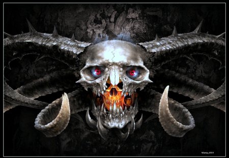 barkskull - skull, bark, goldenskull, horns