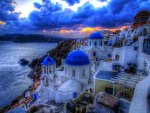 magnificent town on the island of santorini hdr