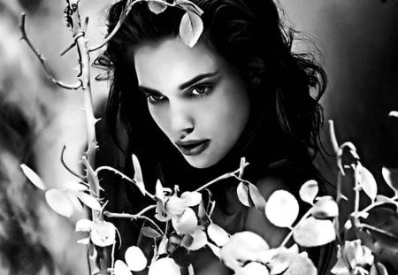 beautiful with flowers - white, flowers, black, girl