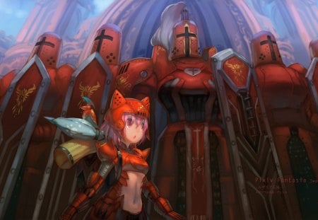 Smallest Commander - soilders, commander, girl, small, pixiv fantasia, cant think of a fourth