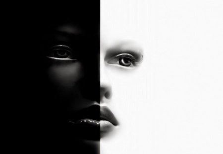 BLACK & WHITE - photography, wp, bw, black, white, face, art, portrait, contrast