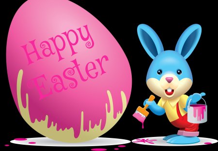 Happy Easter! - easter, happy easter, paint brush, bunny, paint, rabbit, holiday, easter egg, egg, brush