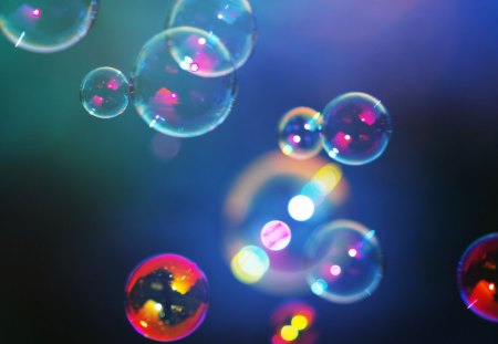 beauty of bubbles - photography, wet, colorful, bubbles, yellow, pretty, red, blue, green, colors, pop