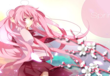 ~Spring~ - flowers, vocaloid, anime, sakura miku, spring, pink