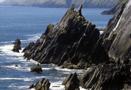 knife edge cliffs on the seacoast - cliffs, coast, edge, sea, sharp